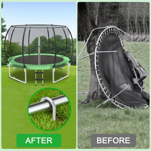 Miniatura 4 de Estacas de viento para trampolín de 16 pulgadas, 3/8 pulgadas de diámetro, resistentes en forma de U, estacas de valla para suelo, kit de anclaje