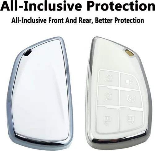 Miniatura 3 de Funda para Llavero Compatible con Chevy 2021-2023 Suburban Tahoe GMC Yukon Buick Encore Avenir Accesorios Carcasa (Blanco)