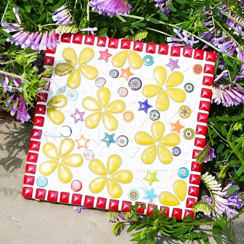 Miniatura 3 de Azulejos de mosaico de cerámica para manualidades, azulejos de mosaico de pétalos de colores surtidos de 7 onzas para suministros de arte, kit
