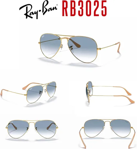 Miniatura 45 de Ray-Ban RB3025 - Lentes de sol de aviador de metal para hombre y mujer + paquete con kit de cuidado de gafas iWear de diseñador