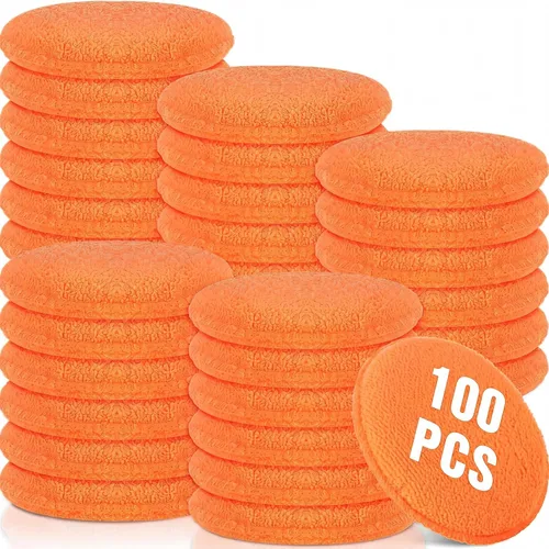 Miniatura 10 de Tanlade 50 almohadillas de microfibra para detalles de automóvil, aplicador de cera, almohadillas de microfibra de lavado, 5 pulgadas de diámetro