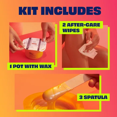 Miniatura 8 de Nair Lux Wax, kit de cera caliente para microondas para mujeres, depilación sin tiras para piernas, axilas, bikini en casa, comprobadamente eficaz
