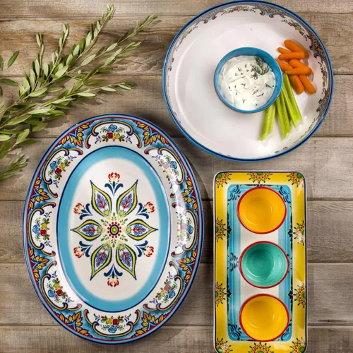 Miniatura 7 de Euro Ceramica Zanzíbar - Tazón para chips y salsas (2 unidades), multicolor, 24 onzas