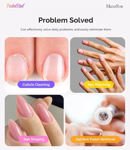 Miniatura 7 de MelodySusie PocketNail - Taladro de uñas modular inalámbrico en forma de bolígrafo, PC100GR 20000 RPM, lima eléctrica recargable para manicura