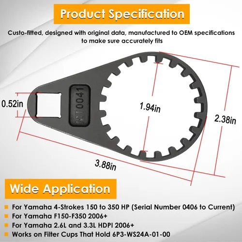 Miniatura 2 de Llave separadora de agua para filtro de combustible Yamaha 2006-2020 para Yamaha 4 tiempos 150-350HP (SN 0406 a la corriente) y vasos de filtro 6P3