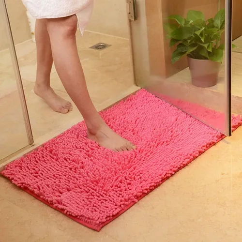 Miniatura 15 de Alfombra de baño de felpilla de felpa color beige, antideslizante, gruesa, lavable, de secado rápido, tapete de ducha lanudo y suave, rectangular
