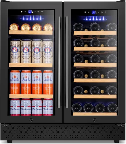 Miniatura 21 de Tylza Refrigerador de vino de 8 botellas, bodega con puerta de vidrio templado de baja emisión, pantalla táctil LED, cerradura, sin escarcha, sin