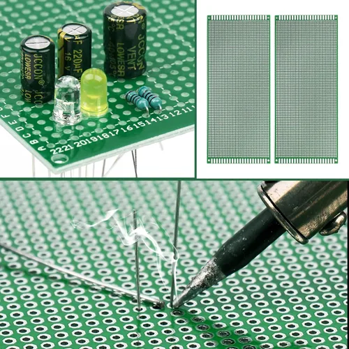 Miniatura 7 de Eagles 2 piezas de placa PCB de doble cara de 3.9 x 8.7 in, prototipo estañado DIY universal FR4 circuito impreso PCB placa protoboard PCB kit placa