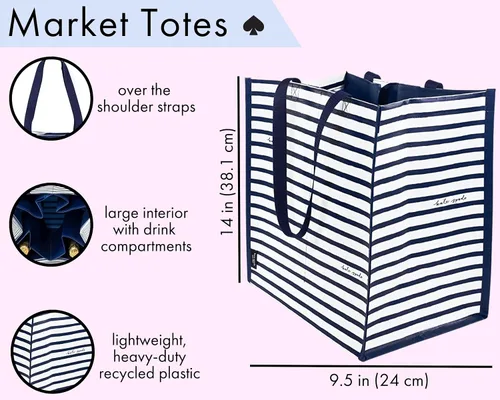 Miniatura 4 de Kate Spade New York Bolsa de compras reutilizable, bolsa de comestibles con correas para el hombro, bolsa plegable grande