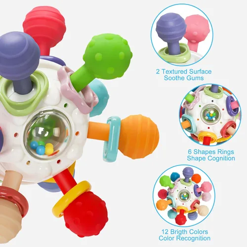 Miniatura 3 de TOHIBEE - Juguete sensorial Montessori de dentición para bebés, de grado alimenticio, para el desarrollo y aprendizaje en bebés recién nacidos de 0