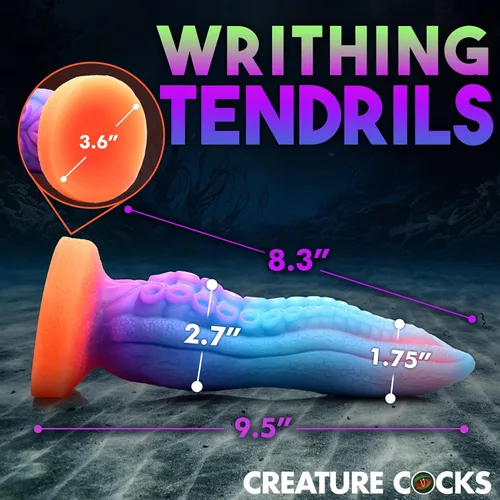 Miniatura 4 de CREATURE COCKS Tenta-Cock - Consolador que brilla en la oscuridad para hombres, mujeres y parejas. Firme y flexible, base de succión fuerte