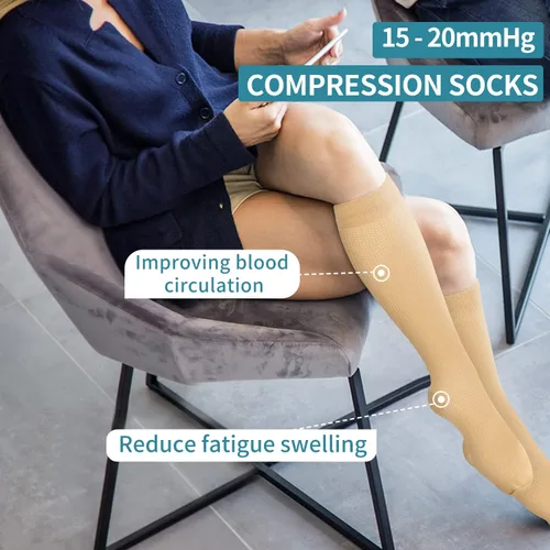 Miniatura 24 de Calcetines de compresión para mujeres y hombres (3 pares) – El mejor apoyo para enfermeras, correr, senderismo, recuperación y calcetines de vuelo