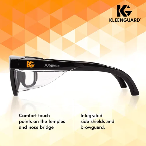 Miniatura 4 de KleenGuard™ V30 Maverick™ - Gafas de seguridad (49309), con revestimiento antivaho y lentes transparentes, montura negra, unisex para hombres