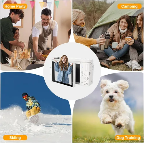 Miniatura 6 de Cámara digital 5K UHD para fotografía, cámara de videoblogs de 80 megapíxeles con enfoque automático para YouTube, cámara selfie de doble lente