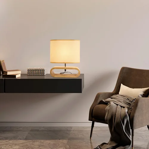 Miniatura 4 de Lámpara de Mesa, Lámpara de Mesita de Noche Tradicional, Lámpara de Escritorio, Lámpara Geométrica con Sombra para Sala de Estar, Dormitorio