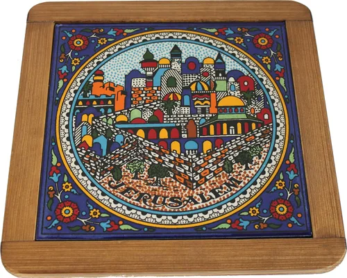 Miniatura 8 de Holy Land Market Salvamanteles de cerámica Model I - Plato caliente extragrande para cocina - Diseño de flores azules, 9.8 in (9.75 pulgadas)