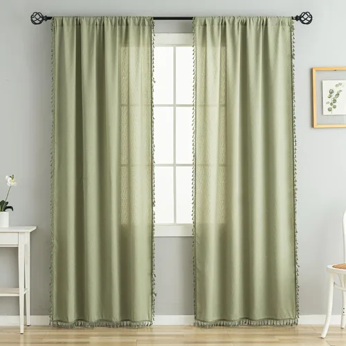 Miniatura 16 de Cortinas cortas para ventana pequeña, mezcla de lino natural, estilo campestre, 45 pulgadas de largo, para cocina, 40 pulgadas de ancho x 45