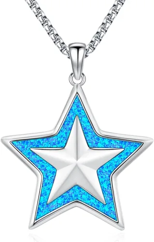 Miniatura 9 de Eusense Collar de ópalo para mujeres y hombres, joyería de ópalo azul y blanco de plata de ley 925 con dije de ópalo auténtico, regalo