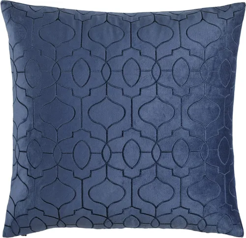 Lush Decor Velvet Geo - Funda de almohada decorativa, 20 pulgadas de ancho x 20 pulgadas de largo, color azul marino, funda de almohada cuadrada,