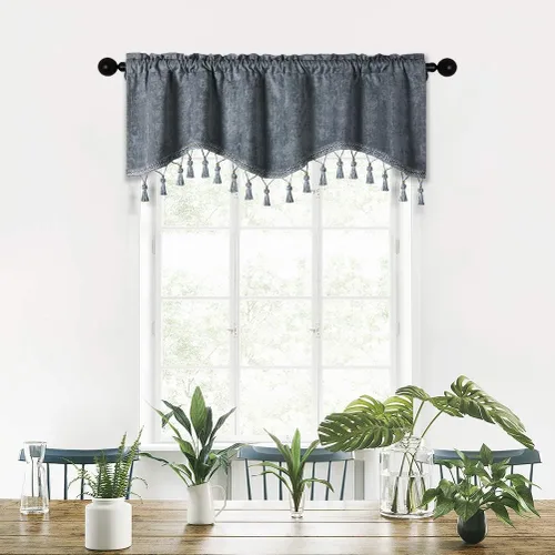 Miniatura 32 de Cortinas de doble cara de felpilla para cortina de cocina, cenefa para sala de estar