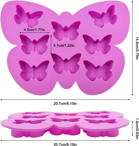 Miniatura 3 de YuCool - 3 moldes de silicona con forma de mariposa para chocolate, antiadherentes Color:Pink,Blue,Purple,food grade silicone,suitable for ovens