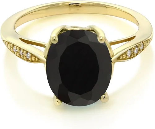 Miniatura 11 de Gem Stone King Anillo de compromiso de oro amarillo de 14 quilates de 2-3 quilates con piedra preciosa ovalada de 0.394 x 0.315 in y diamantes