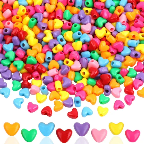 Miniatura 35 de Cuentas de plástico con forma de estrella, corazón, mariposa, caramelo y pony para hacer joyas, cuentas para el Día de San Valentín, cuentas