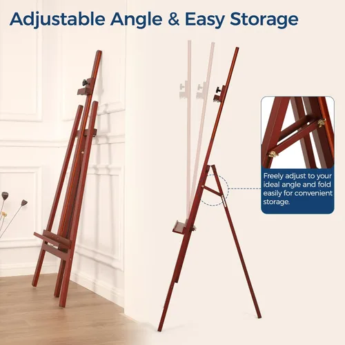 Miniatura 3 de VISWIN Caballete de arte de madera para pintar, ajustable y plegable, soporte de madera de haya para lienzo, sostiene lienzo de hasta 43 pulgadas