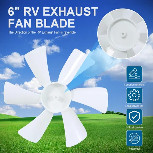 Miniatura 4 de SVNR Reemplazo de la hoja del ventilador de ventilación de 6 pulgadas, 1 unidad con eje D de 12 V, 1 unidad, ventilador de ventilación de baño RV