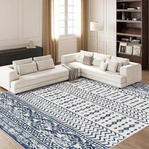 Miniatura 9 de Art&Tuft Alfombra de área de 8 x 10 pies, súper suave, ultrafina, marroquí, lavable, antideslizante, para sala de estar, plegable, geométrica, Gris