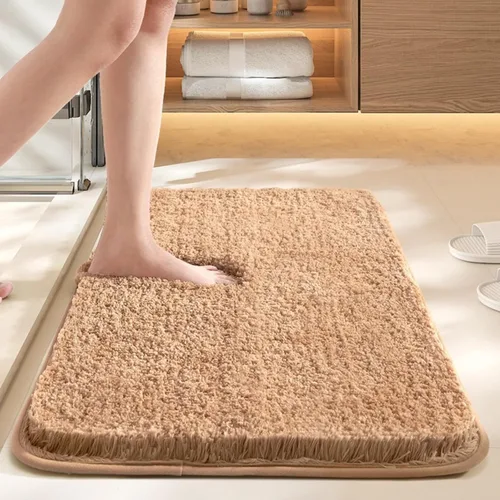 Miniatura 5 de Alfombra absorbente para baño, tapete de baño de color sólido, almohadilla antideslizante en la puerta del inodoro