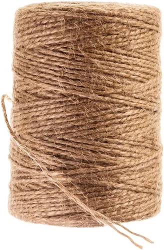 Miniatura 3 de Cuerda de yute natural de 600 pies, cuerda fina de arpillera para caja de regalo, embalaje, decoración, jardinería, 2 capas