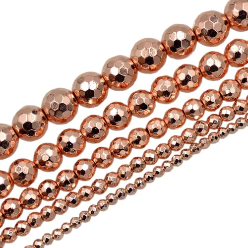 AD Beads Cuentas sueltas redondas de hematita metálica facetada natural y lisa, de 16 pulgadas, 0.079 in, 0.118 in, 0.157 in, 0.236 in, 0.315 in,