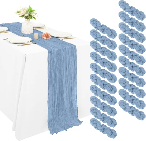 Miniatura 85 de 10 piezas de camino de mesa de estopilla en azul bebé 10 pies, camino de mesa de gasa para recepción de boda, despedida de soltera, fiesta