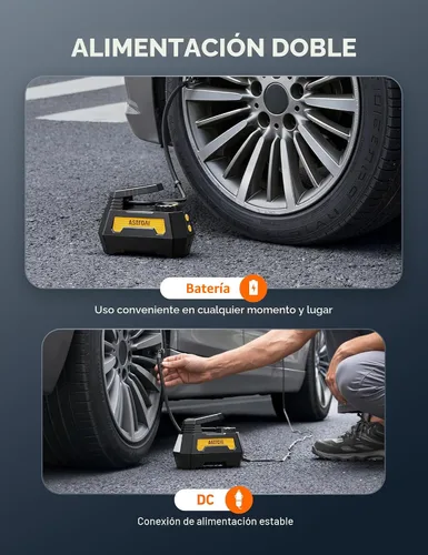 Miniatura 4 de AstroAI - Inflador de neumáticos - Compresor de aire portátil para neumáticos de auto - Bomba automática de 12 V CC con manómetro digital, 100 PSI