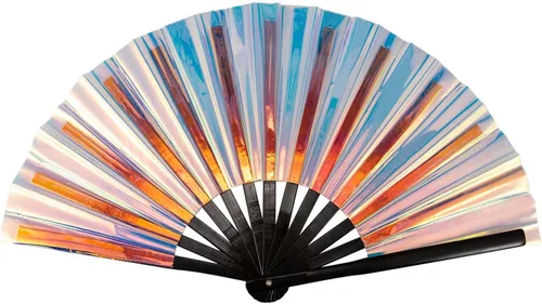 Ventilador de mano colorido con láser, gran ventilador plegable para festivales y Halloween, ventilador de mano Clack para fiestas, accesorios de