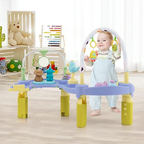 Miniatura 8 de BABY JOY Baby Bouncer Centro de actividades, centro de actividades y mesa 3 en 1 Tapete de juego para bebés, platillo de actividad de rebote