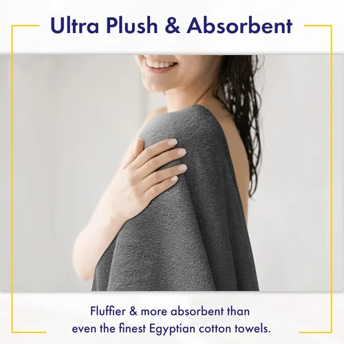 Miniatura 3 de Alusa Home - Toallas de baño ultrasuaves y lujosas de viscosa de bambú - 700 g/m² - Juego de 6 toallas de baño de lujo - Super absorbentes y de Gris