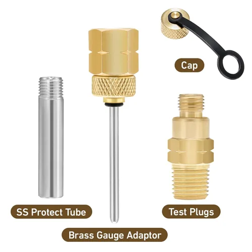 Miniatura 9 de MEASUREMAN Medidor de presión de 0-60 psi/kpa lleno de líquido con adaptador de medidor de latón 1/4NPT hembra, sonda de 2-1/2 pulg. x 1-2/5" x 1/8