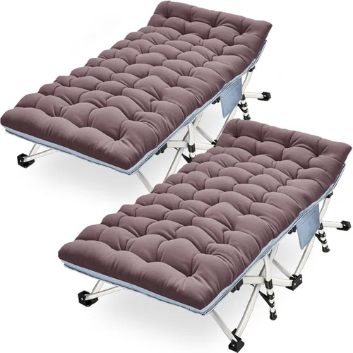 Miniatura 10 de COLMERD Catre de camping con cómodo colchón para dormir con almohadilla resistente cama de camping catre de dormir incluye bolsa de transporte