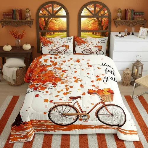 Miniatura 24 de Lindo juego de edredón de murciélago tamaño Queen con diseño de animales de Feliz Halloween, 3 piezas para decoración de habitación de niños