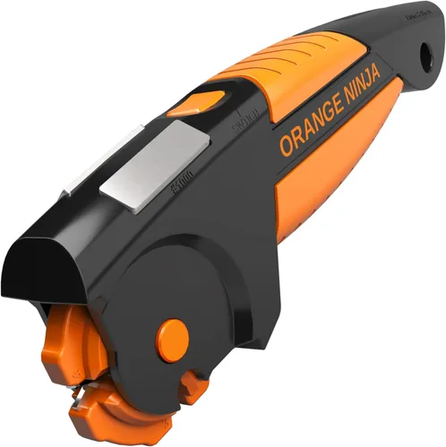 Orange Ninja 7 en 1 herramienta de jardín y afilador de cuchillos – Afilar hacha, hacha, machete, podadora y tijeras – Una herramienta para todas