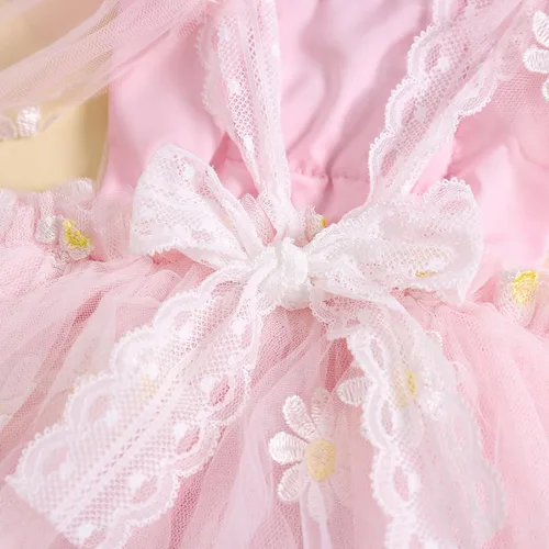 Miniatura 7 de Ursobutegl Mameluco de princesa para bebé recién nacida, vestido de malla bordado, elegante, tutú con falda, overol para cumpleaños