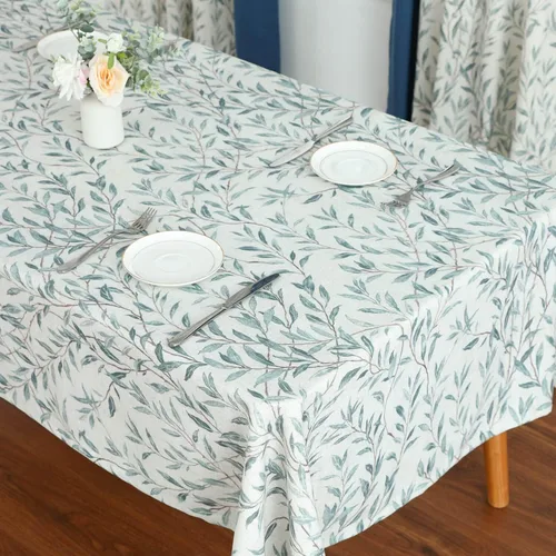 Miniatura 22 de VOGOL Mantel rectangular de lino lavable, resistente a las manchas y a las arrugas, estampado floral y de pájaros, mesa decorativa para mesa