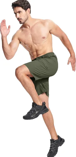 Miniatura 6 de MAGCOMSEN Pantalones cortos de senderismo para hombre, 5 bolsillos, resistentes al agua, antidesgarros, secado rápido, para exteriores, pantalones