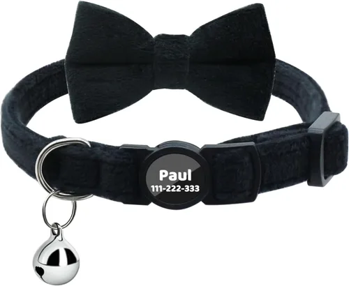 Miniatura 16 de Collares personalizados de gato con campana de lazo, liberación rápida, impresión HD, collares de gatito personalizados para niñas y niños