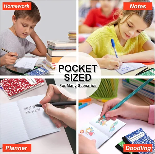 Miniatura 7 de feela Cuaderno de composición, tamaño pequeño, 30 unidades, 5 colores, con rayas estrechas, mini libros de composición a granel, de bolsillo