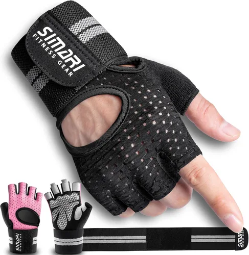SIMARI Guantes de entrenamiento transpirables para hombres y mujeres, guantes acolchados para levantamiento de pesas con soporte para muñecas,
