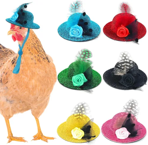 Miniatura 8 de 6 piezas de sombreros de pollo, sombreros para muñecas, ropa para osos, ropa para peluches, cascos de pollo