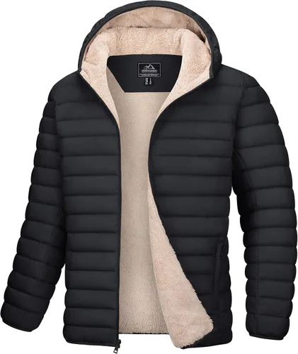 Miniatura 22 de MAGCOMSEN Chaqueta acolchada para hombre con capucha, forro de vellón, chaqueta térmica resistente al agua, chaqueta de plumón con cremallera